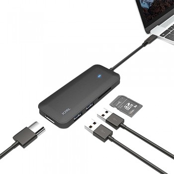 Cổng chuyển sạc và đọc thẻ nhớ JCPal Slim USB-C Multiport Adapter (Đen)
